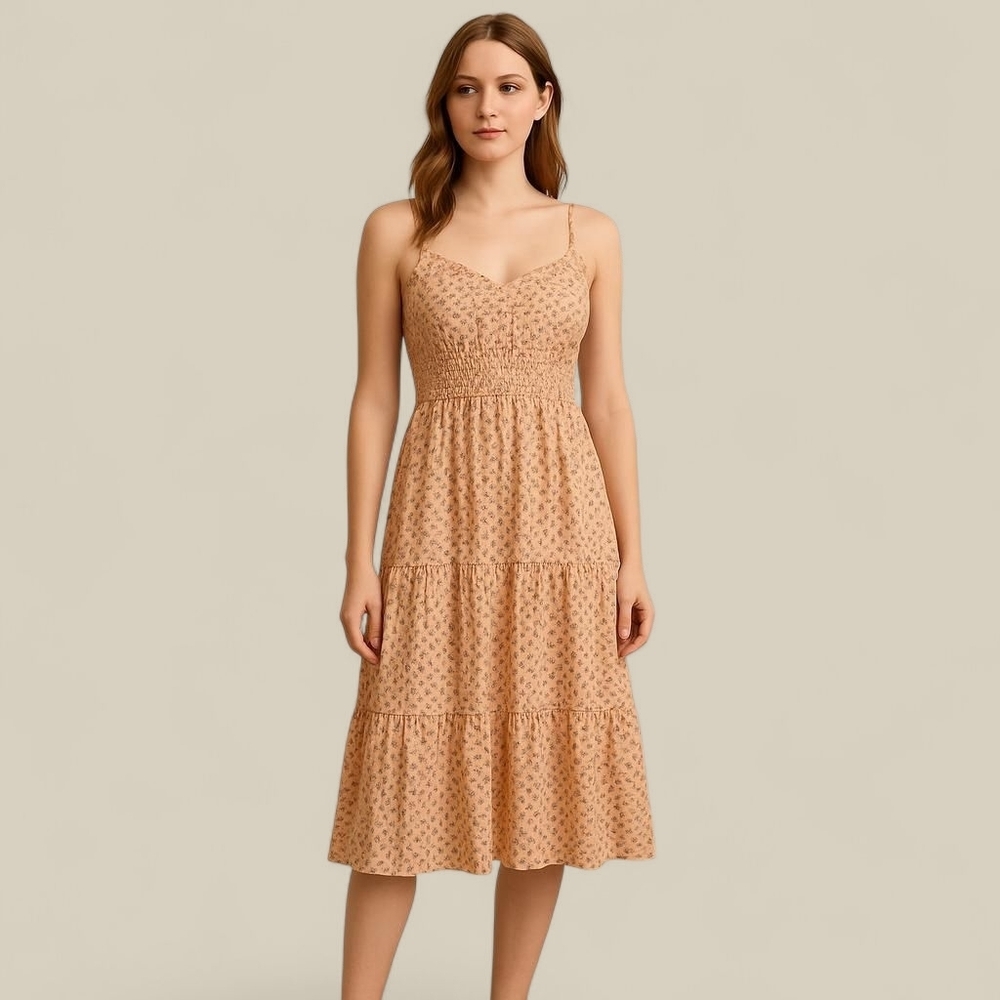 NWOT Angie Nordstrom Floral Ruched Midi Cottagecore Dress